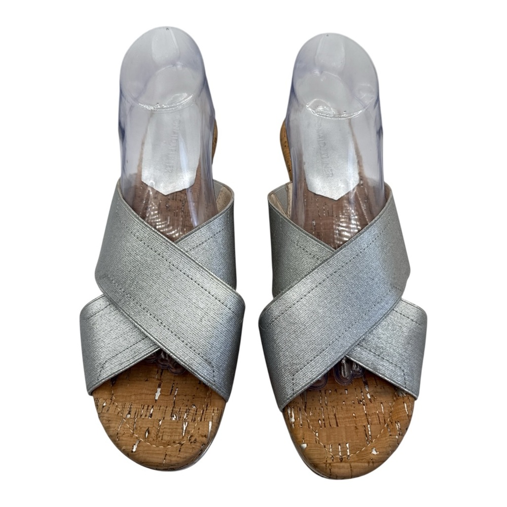 Donald J. Pliner Women's Savee Silver Metallic Wedge Crisscross Sandals, Size 10
